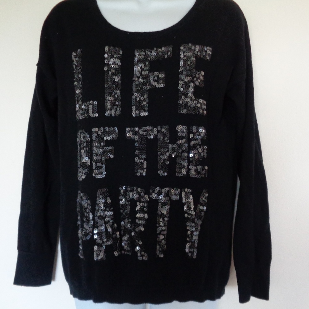 Express Black Life of the Party Sweater Medium - Picture 2 of 3